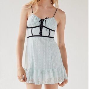 Urban Outfitters UO Light Blue/Baby Blue Lace Mini Dress & Black Corset Detail